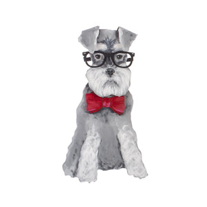 Snazzy Schnauzer in Glasses and Sporting a Bowtie Metal Garden Stake | Easel | Hanging