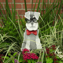 Load image into Gallery viewer, Snazzy Schnauzer in Glasses and Sporting a Bowtie Metal Garden Stake | Easel | Hanging