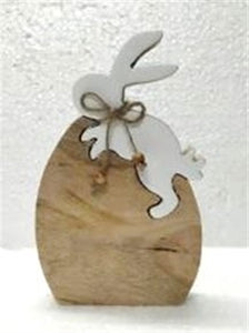 Primitive Rustic Décor Egg w/Rabbit Puzzle Small Size | Holiday Easter Decor