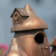 Load image into Gallery viewer, Mushroom Shaped Birdhouse Condo Garden Stake | Silver or Copper Metal 6&#39;