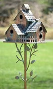 Load image into Gallery viewer, Outdoor Birdhouse Condo Garden Stake | Vintage Antique Copper Bird House 4 Units