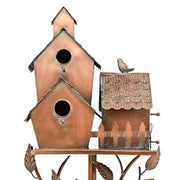 Load image into Gallery viewer, Outdoor Birdhouse Condo Garden Stake | Vintage Antique Copper Bird House 4 Units