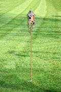 Load image into Gallery viewer, Round House Metal Copper birdhouse garden stake