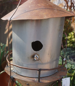 Metal Water Tower Bird House | Free Standing Garden Art