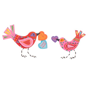 Valentine's Day Birdies Set of 2 with Candy Heart Sayings