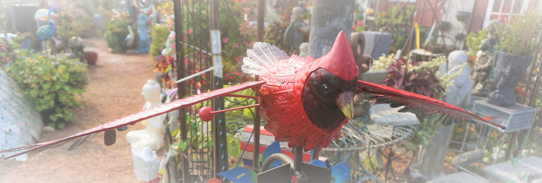 Large Cardinal Garden Tipper | Kinetic Garden Art