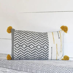 Chevron Design Accent Throw Pillow Mustard Yellow, Gray and White