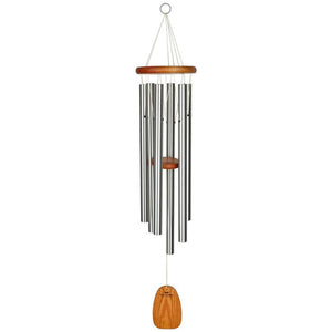 16" silver wind chimes with cherry finish on the ash wood sail and knocker.  Amazing Grace