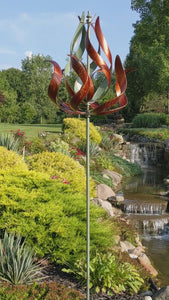 Copper Flame Kinetic Garden Wind Spinner Garden Art Sculpture HH165