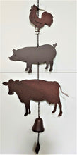 Load image into Gallery viewer, Metal Farm Animals Bell | Wind Chime with Cow, Pig and Rooster | Clearance Sale