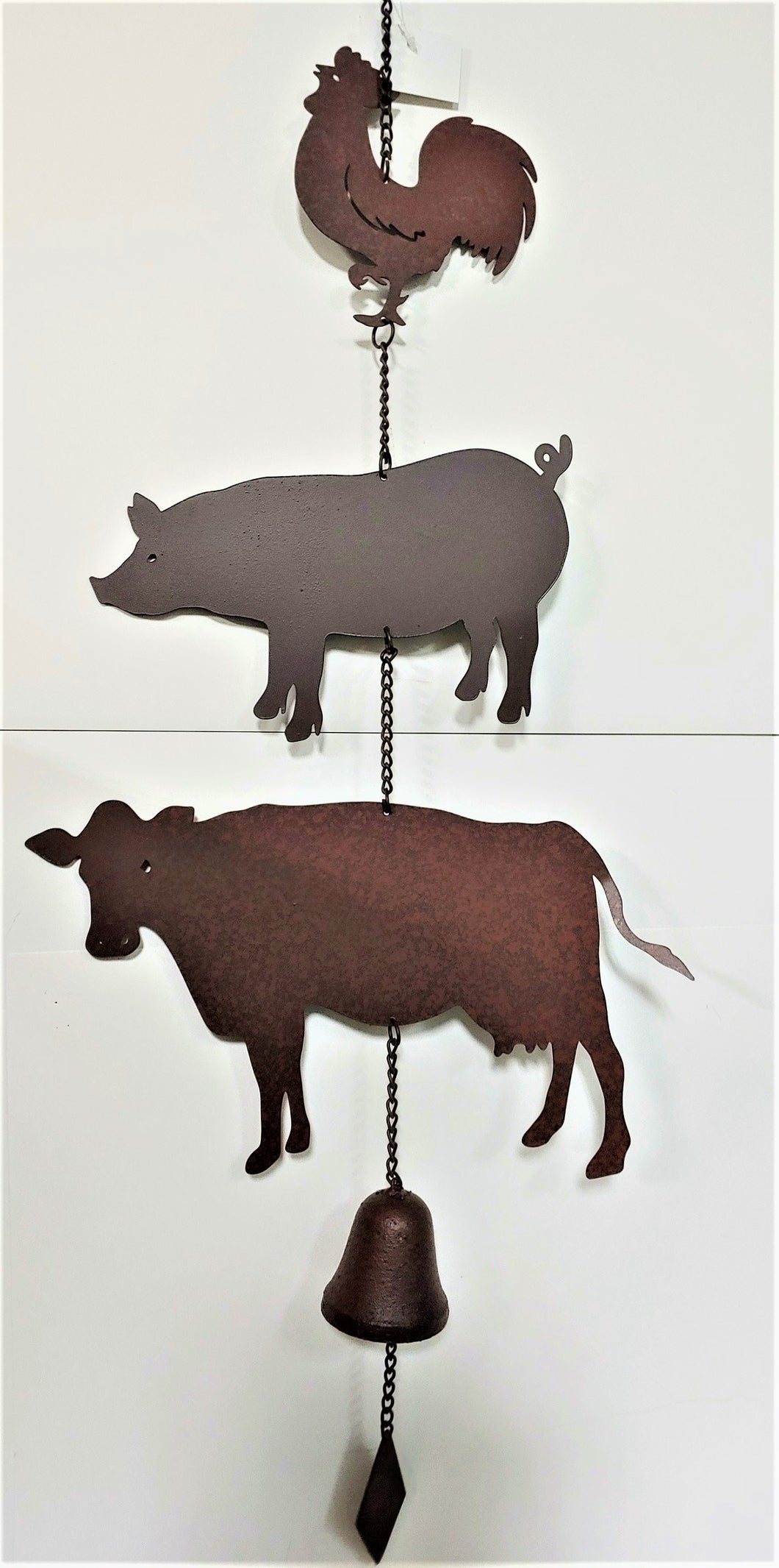 Metal Farm Animals Bell | Wind Chime with Cow, Pig and Rooster | Clearance Sale