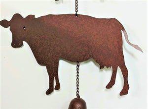 Metal Farm Animals Bell | Wind Chime with Cow, Pig and Rooster | Clearance Sale