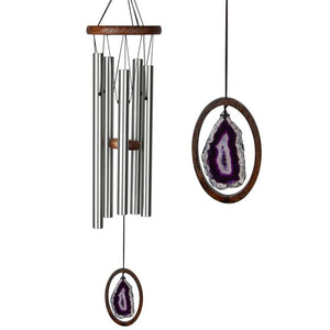 Genuine Purple Agate Stone Metal Wind Chime | Woodstock Celtic Gift