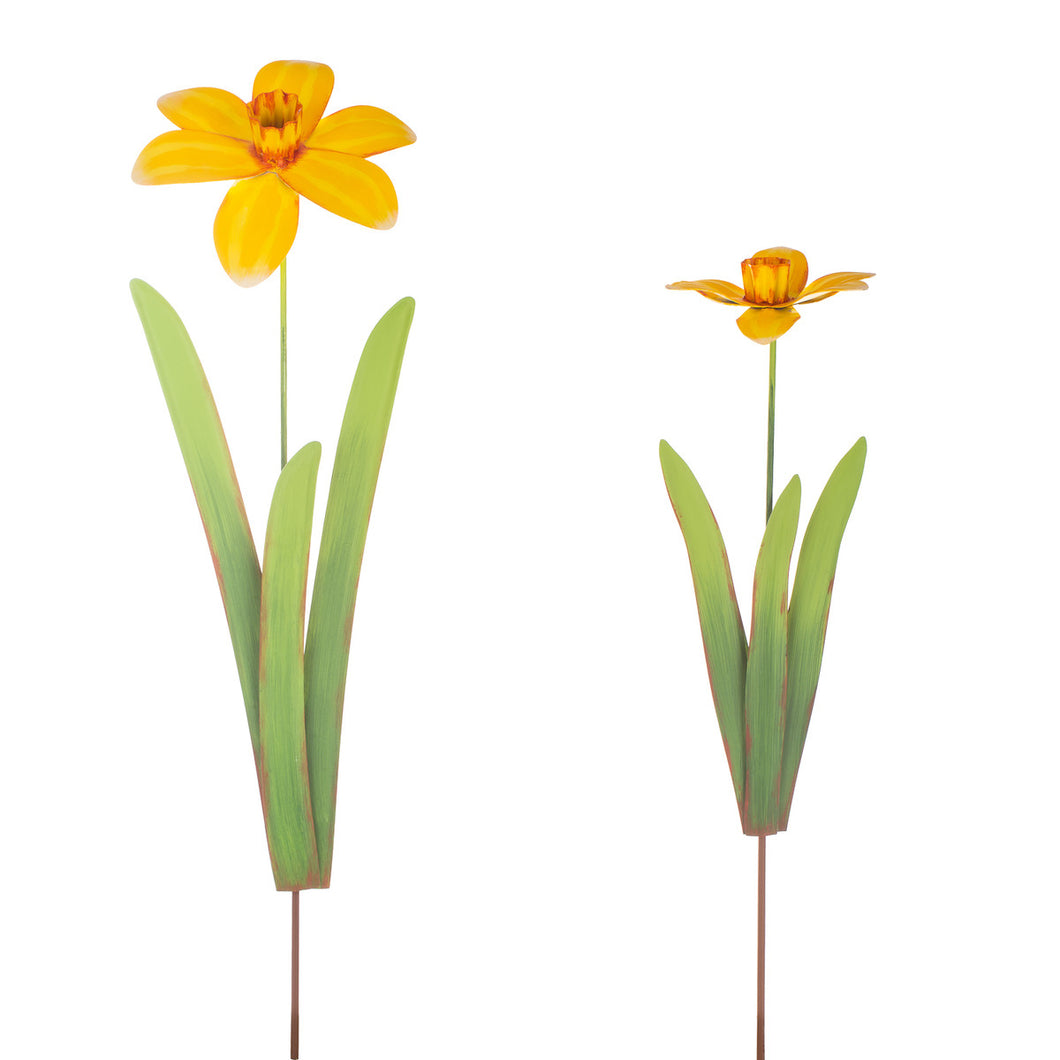 Metal Daffodil Garden Stakes for Garden | 3-D | 2 sizes Tall