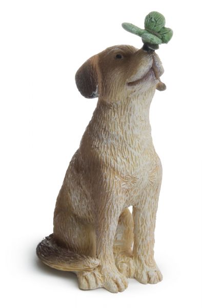 Mini Lab Dog Fairy with butterfly on his nose for Dollhouse or Fairy Garden