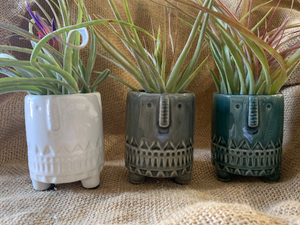 Modern Boho Ceramic Face Planter with Legs