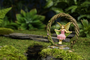 Fairy Swinging in her Grapevine Wreath Queen of the Garden