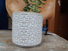 Load image into Gallery viewer, 5&quot; Glazed Ceramic Planters l Floral or Diamond Design