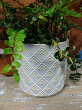 Load image into Gallery viewer, 5&quot; Glazed Ceramic Planters l Floral or Diamond Design