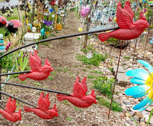 Load image into Gallery viewer, Balancing Cardinals Garden Stake |  Kinetic Wind Sculpture