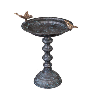 Cast Metal Bird Bath On Pedestal