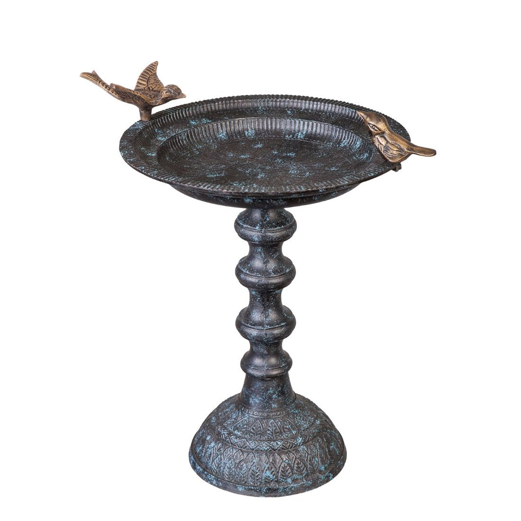 Cast Metal Bird Bath On Pedestal