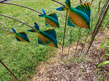 Load image into Gallery viewer, Flying Sun Fish Garden Spinner Stake | Kinetic Sculpture | Garden Tippers | Yard Art