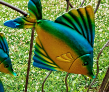 Load image into Gallery viewer, Flying Sun Fish Garden Spinner Stake | Kinetic Sculpture | Garden Tippers | Yard Art