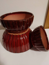 Load image into Gallery viewer, Ceramic Shallow Succulent Planters | Burgundy