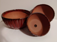 Load image into Gallery viewer, Ceramic Shallow Succulent Planters | Burgundy