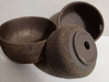 Load image into Gallery viewer, Glazed and textured in a matte finish these terra cotta planters are perfect for your aloe, succulent or house plants.  3 sizes to choose from. Rich Chocolate Brown shallow pots a perfect compliant for your cactus or even starting bulbs..