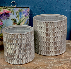 Planter | Boho Ceramic Gray Textured pot 5"