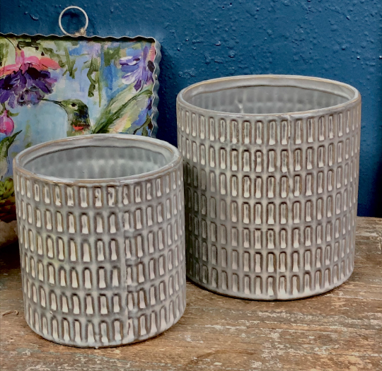 Planter | Boho Ceramic Gray Textured pot 5