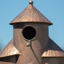 Load image into Gallery viewer, Outdoor Bird Houses |  Cylinder Plump Birdhouse Stake | Vintage Antique Copper