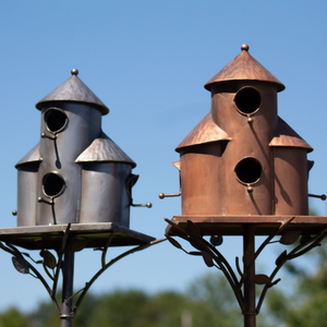 Outdoor Bird Houses |  Cylinder Plump Birdhouse Stake | Vintage Antique Copper
