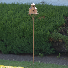 Load image into Gallery viewer, Outdoor Bird Houses |  Cylinder Plump Birdhouse Stake | Vintage Antique Copper