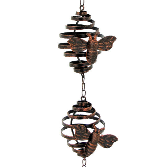 Outdoor Rain Chains with spirals and bees | 76