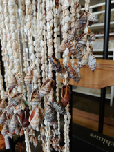 Load image into Gallery viewer, Boho Spiral Sea Shell Windchimes 40&quot; brownish | Coastal