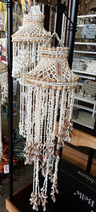 Boho Spiral Sea Shell Windchimes 40" brownish | Coastal
