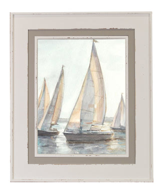 Sailboat White Wood Framed Art Print | LOCAL PICK UP ONLY