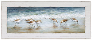 Sandpiper Sandpiper Brigade   White Shiplap Framed Canvas Art | LOCAL PICK UP ONLY