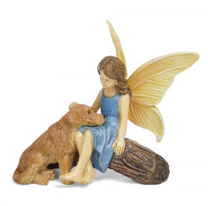 Fairy sitting with her dog for Doll House or Fairy Garden
