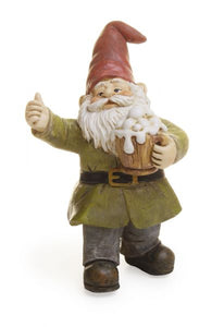 Miniature Garden Gnome Holding a Frothy Mug