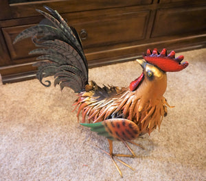 Garden Metal Rooster Statue | Chicken Outdoor Decor