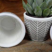 Load image into Gallery viewer, white and gray chevron planter 4&quot; tall