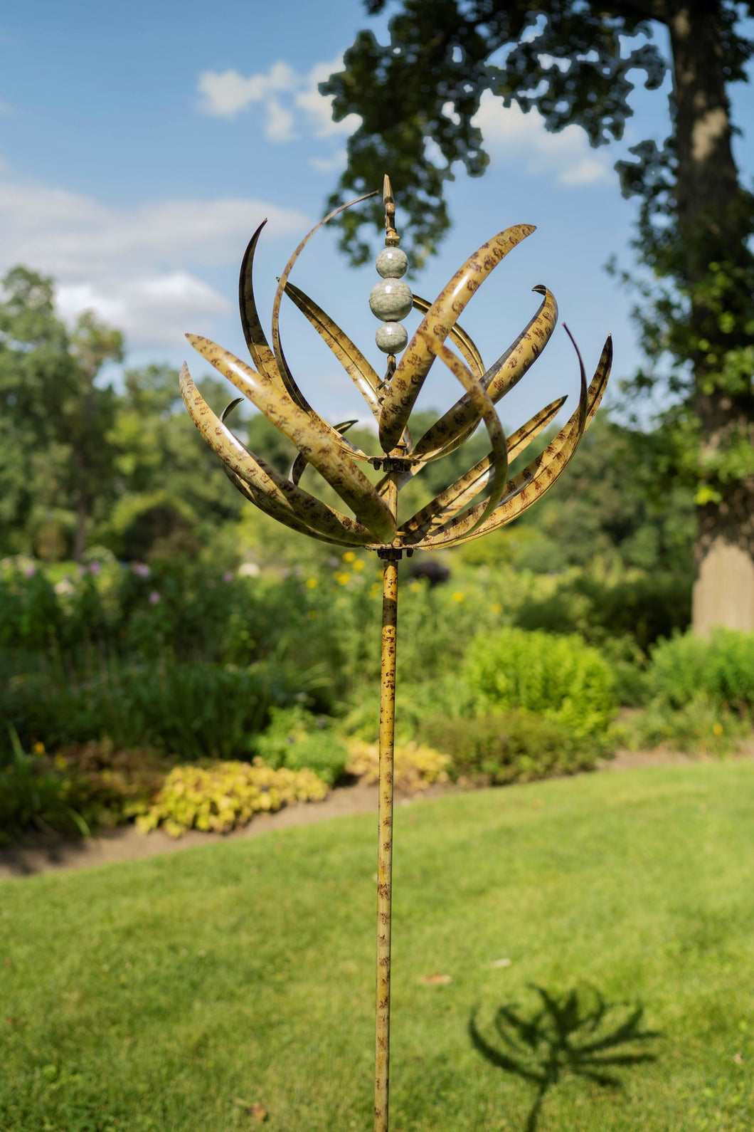 Spring Reeds Harvest Green Kinetic Garden Art Wind Spinner | HH102