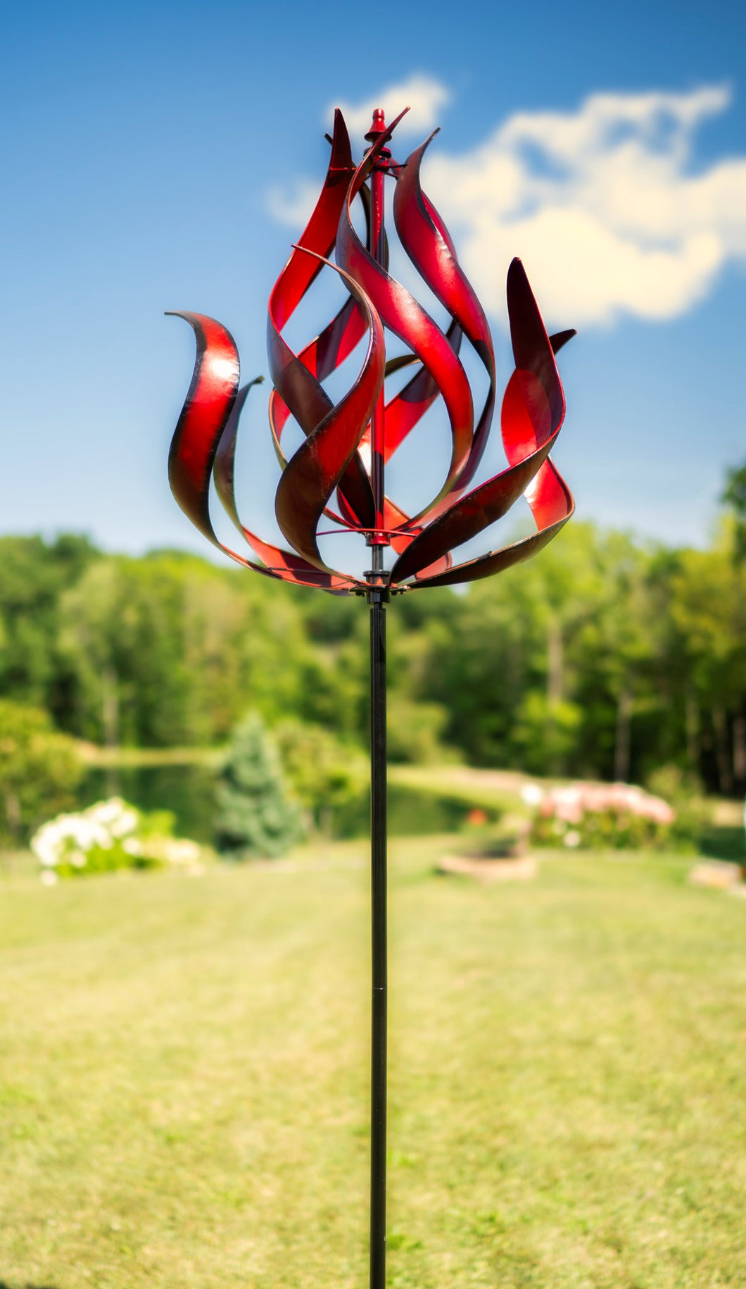 Red Flames Outdoor Spinners Kinetic Art  Wind Spinner  HH116