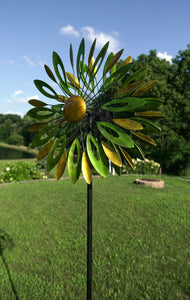 Meadow Green Gold Kinetic Garden Wind Spinner Garden Art Sculpture HH137