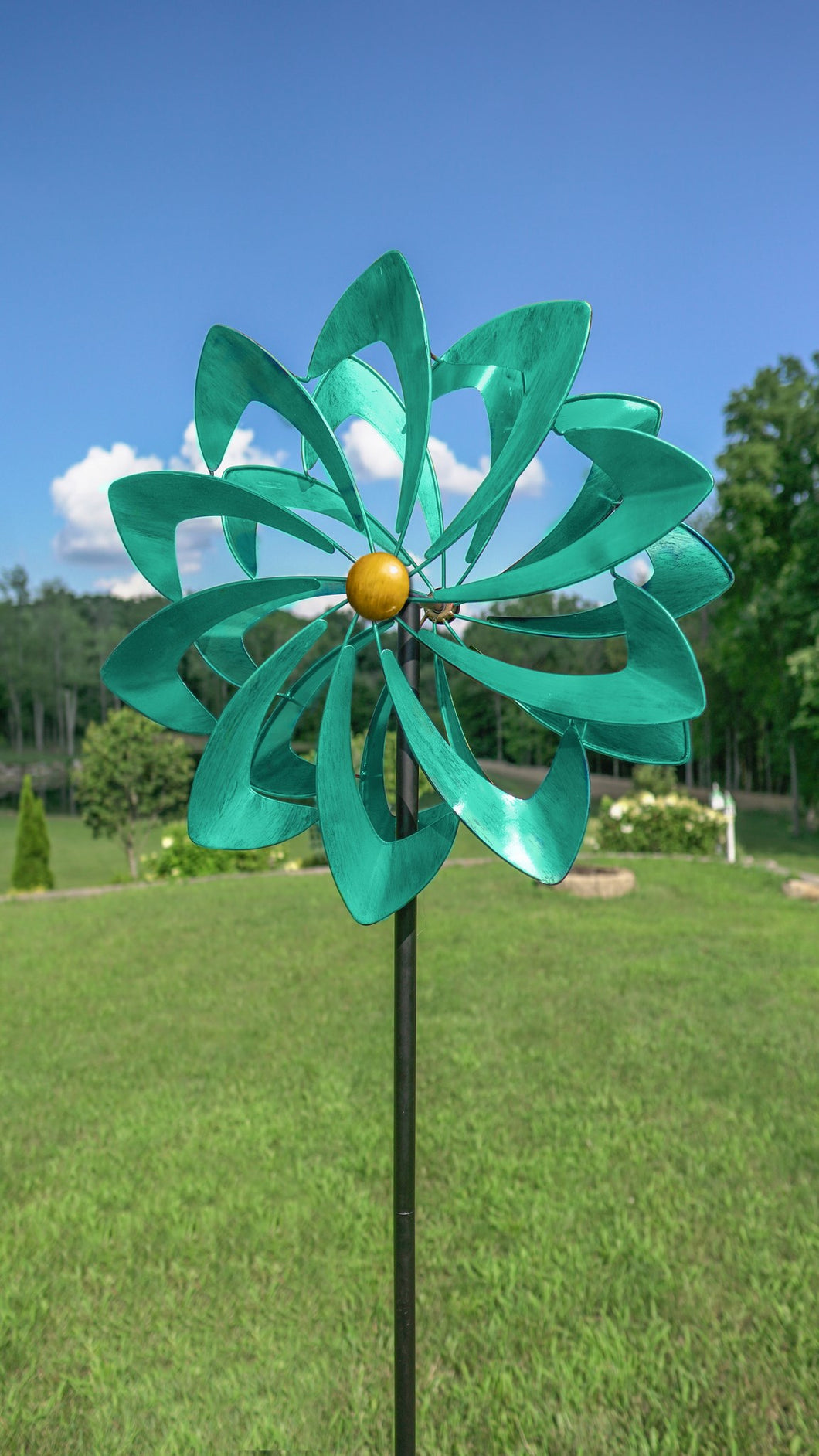 Outdoor Wind Spinner I Festival Kinetic Garden Art I Turquoise HH157
