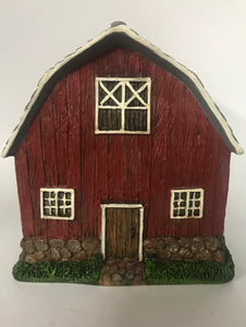 Miniature red barn with white trim windows.  For your fairy garden.  Doors do open
